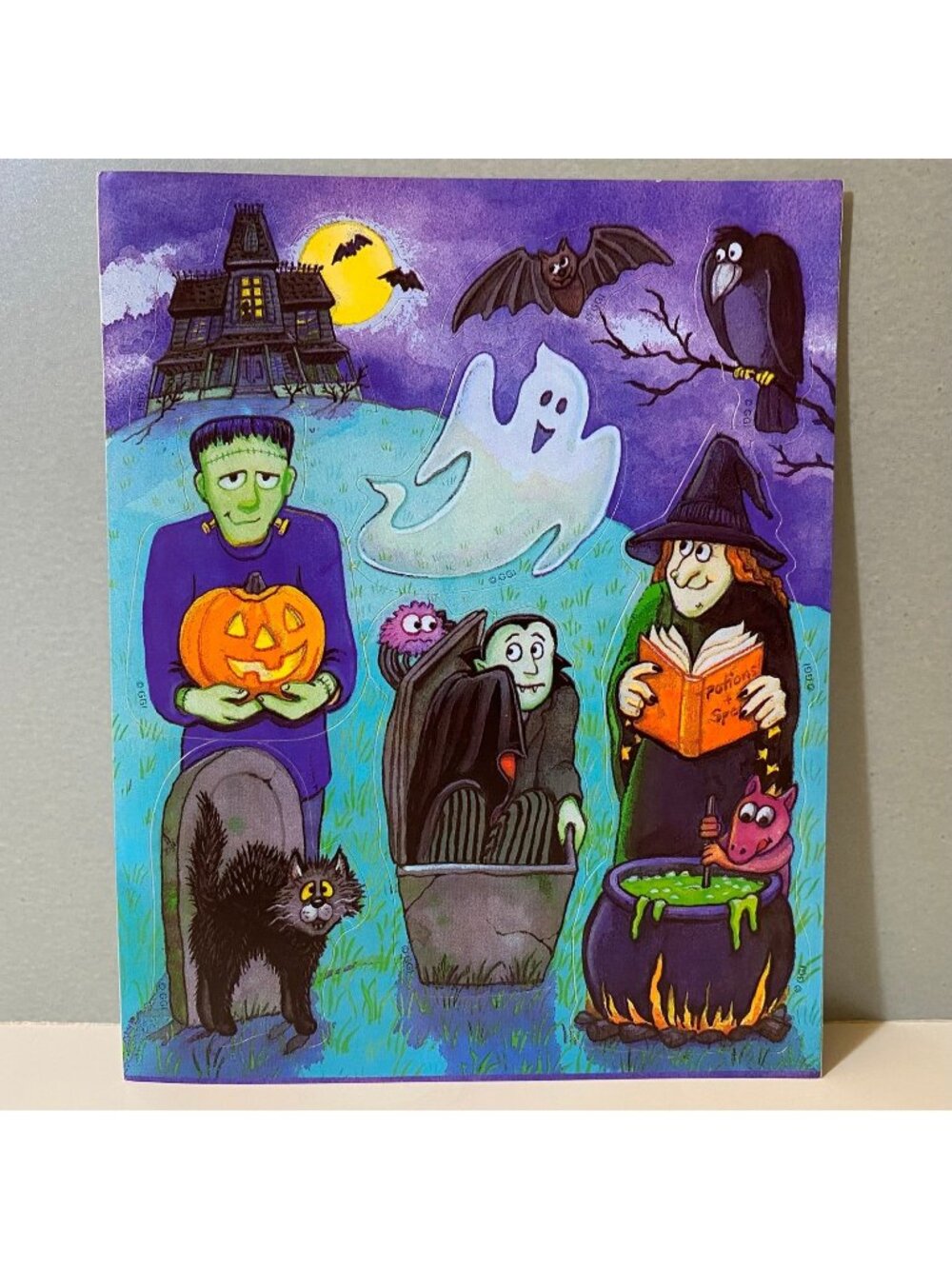 Vintage Gibson Halloween Stickers Witch Ghost Monsters